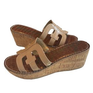 Sam Edelman Nude Patent Double E Wedges Size 9.5